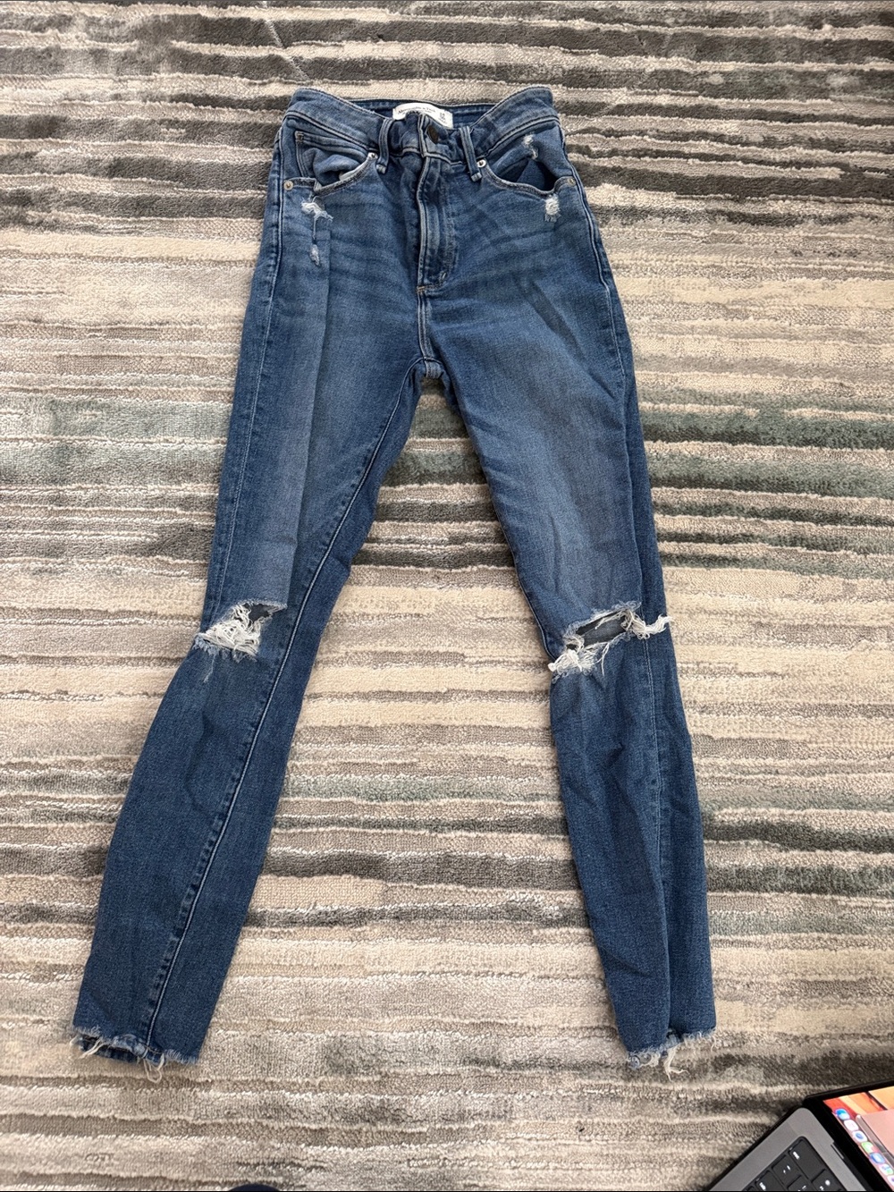 Abercrombie & Fitch Medium Blue Distressed Skinny Jeans